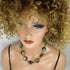 Emerald Green and Gold Lampwork Coin Necklace - VP's Jewelry