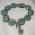 Aqua Tagua Nut Statement Neclace with Handmade Kazuri Pendant - VP's Jewelry 