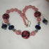 Pink & Navy African Kazuri and Quartz Necklace and Earrings - VP's Jewelry  
