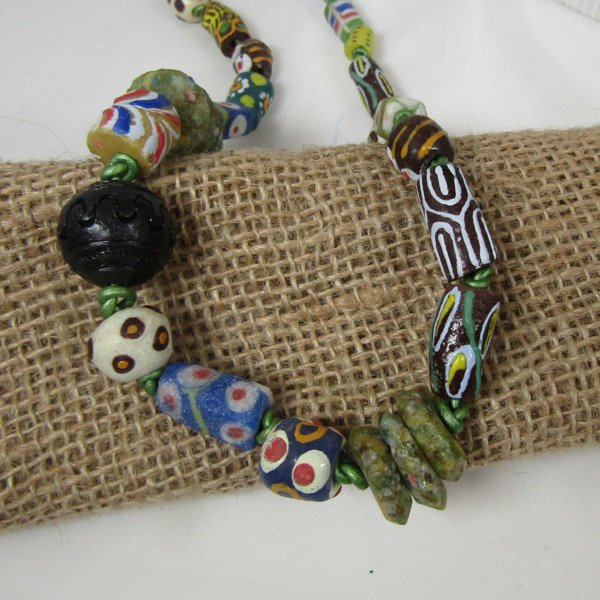 Handmade African Multi-colored Trade Bead Ghana Necklace - VP's Jewelry  