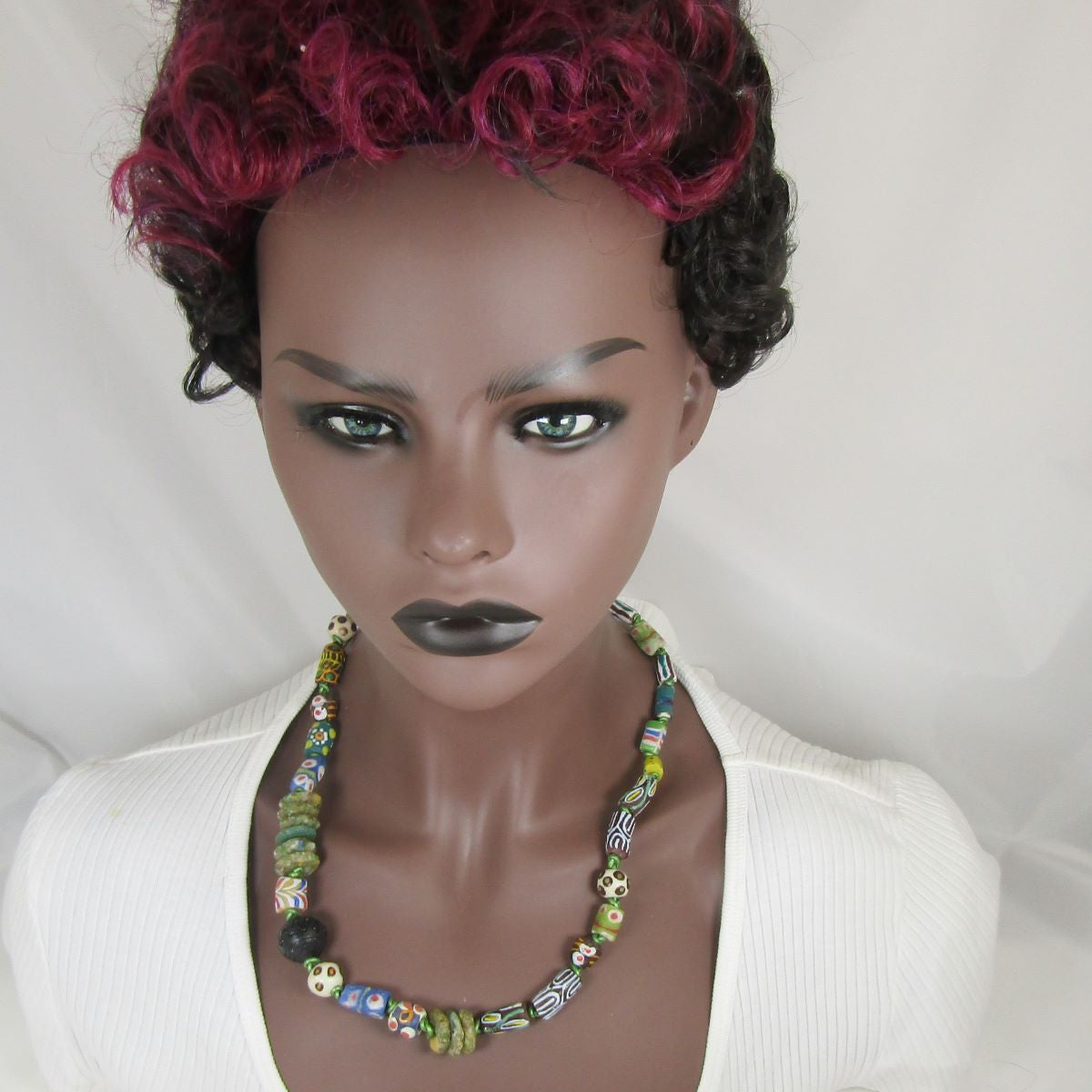 Handmade African Multi-colored Trade Bead Ghana Necklace - VP's Jewelry  