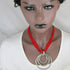 Red Bead Multi-strand Necklace with Hammered Antique Silver Pendant - VP's Jewelry