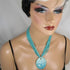 Turquoise Bead Necklace with Claycult Aqua Pendant - VP's Jewelry