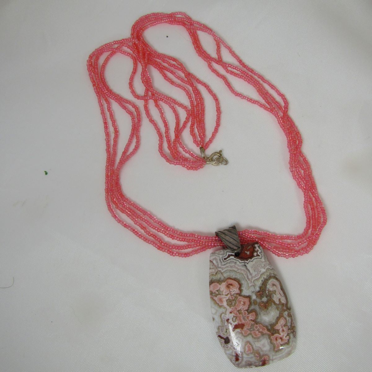 Roscetta Lace Pendant Necklace - Long Seed Bead Necklace - VP's Jewelry