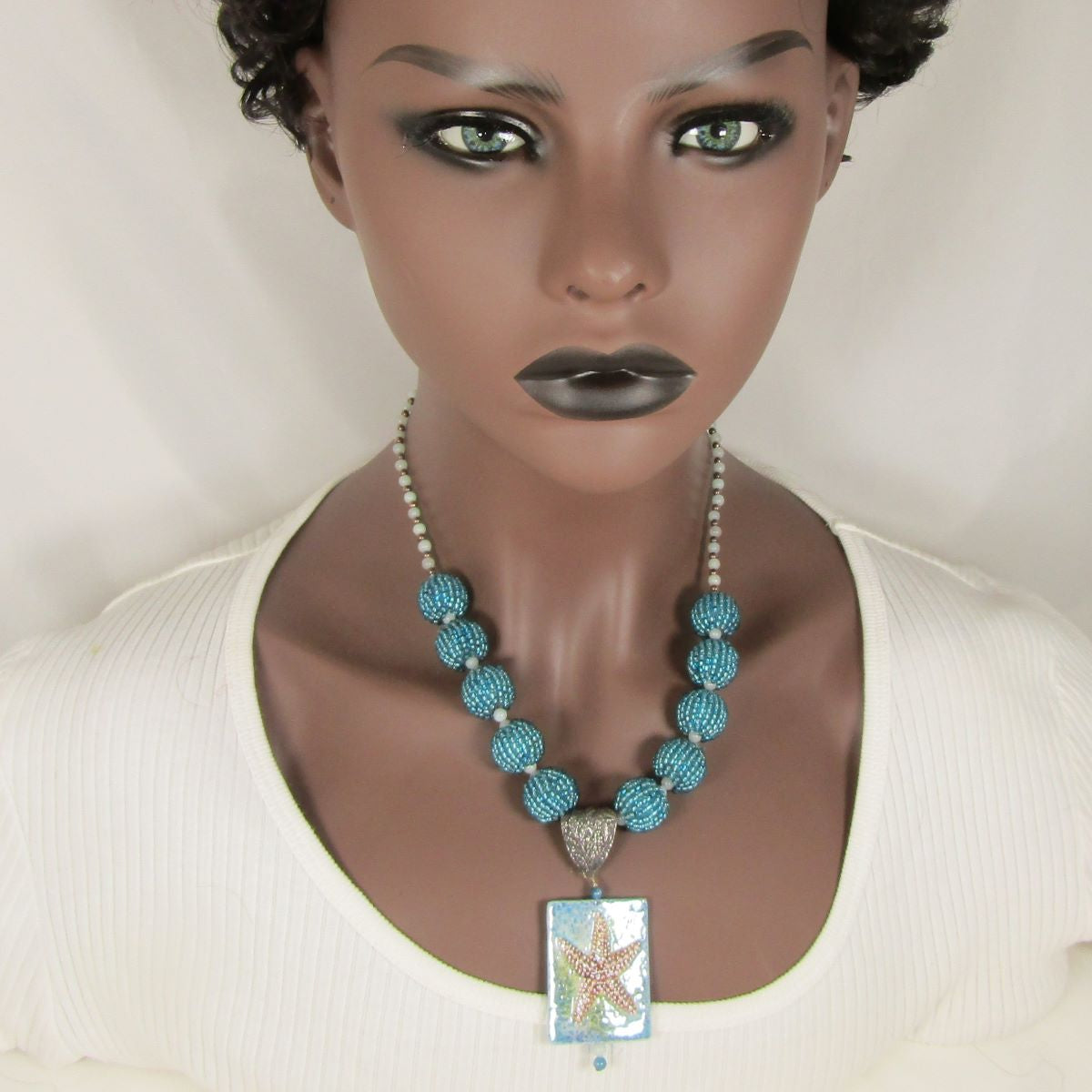 Exquisite Turquoise Blue Handmade Starfish Necklace - VP's Jewelry