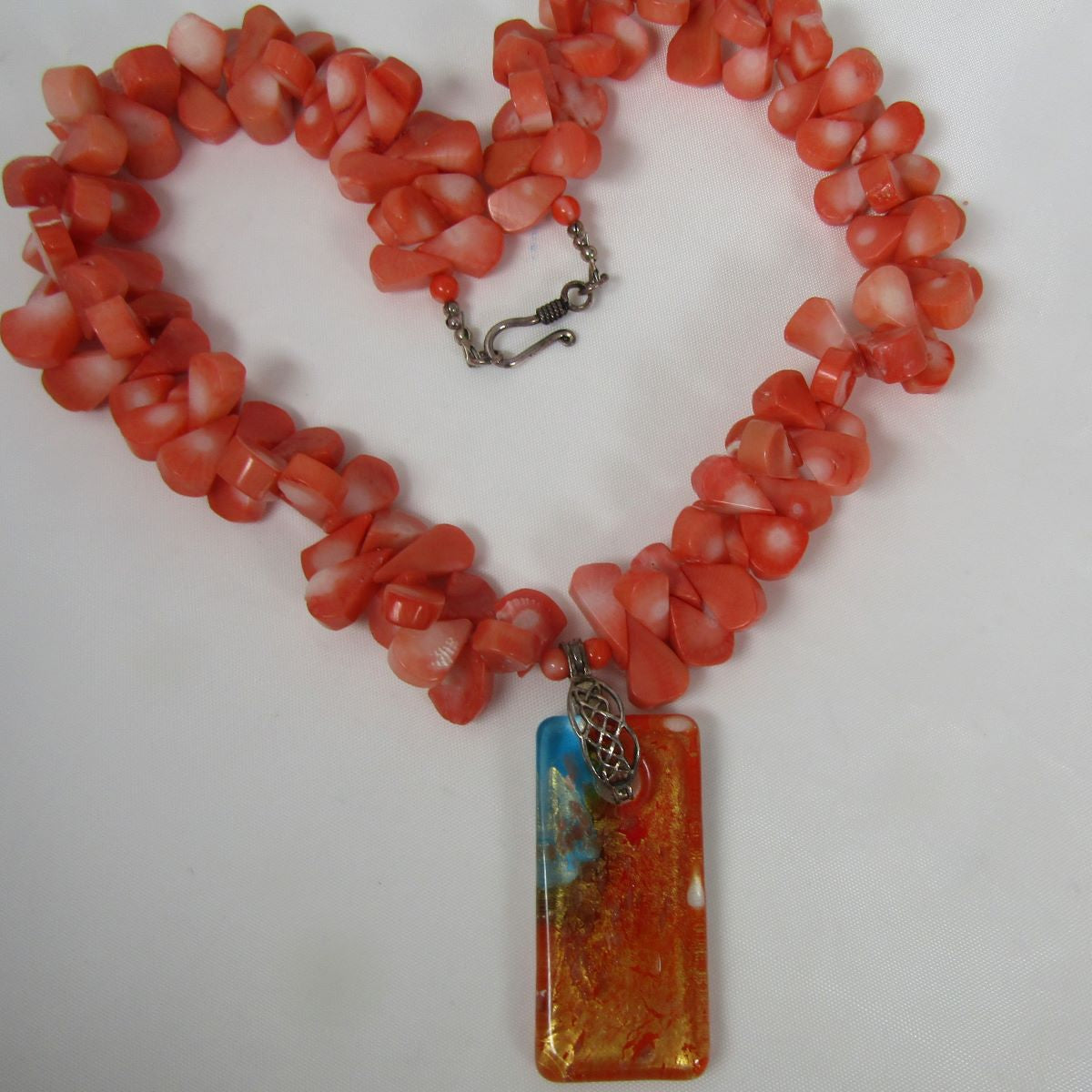 Melon Teardrop Gemstone Bead Necklace with Handmade Pendant - VP's Jewelry