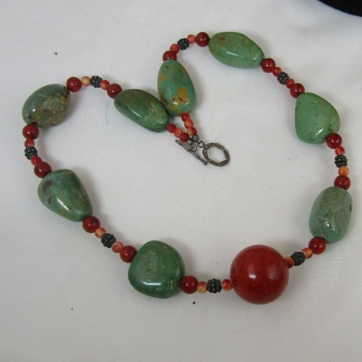 Statement Turquoise Nugget Necklace Handcrafted - VP's Jewelry  