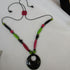Eco-friendly Pendant Necklace Black Hot Pink and Apple Green - VP's Jewelry