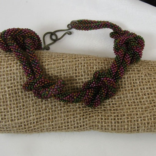 Elegant Necklace in Shades of Moroon Seed Beads - VP's Jewelry