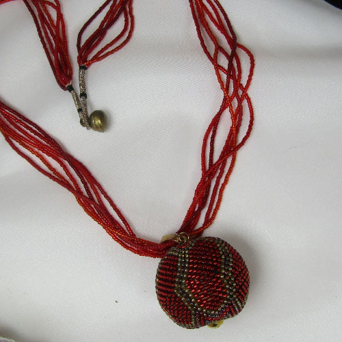 red handmade pendant necklace