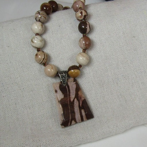 Brown Zebra Jasper Gemstone Pendant Necklace - VP's Jewelry