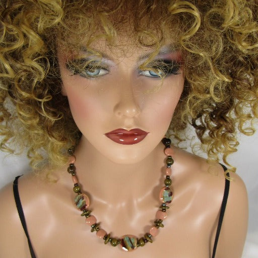 Handmade Kazuri Bead Necklace in African Sunset Brown - VP's Jewelry