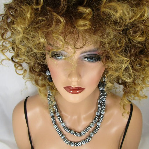 Black & White Handmade African Trade Bead Necklace & Earrings - VP's Jewelry