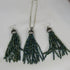 Green Crystal Tassel Pendant Necklace & Earrings - VP's Jewelry