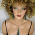 Green Crystal Tassel Pendant Necklace & Earrings - VP's Jewelry
