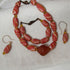 Orange Handmade West African Krobo Trade Bead Necklace Set - VP's Jewelry  