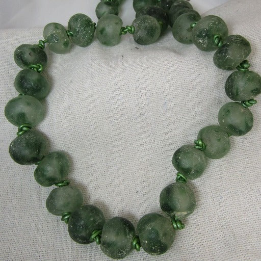 Handmade Long Green West African Trade Bead Necklace - VP's Jewelry