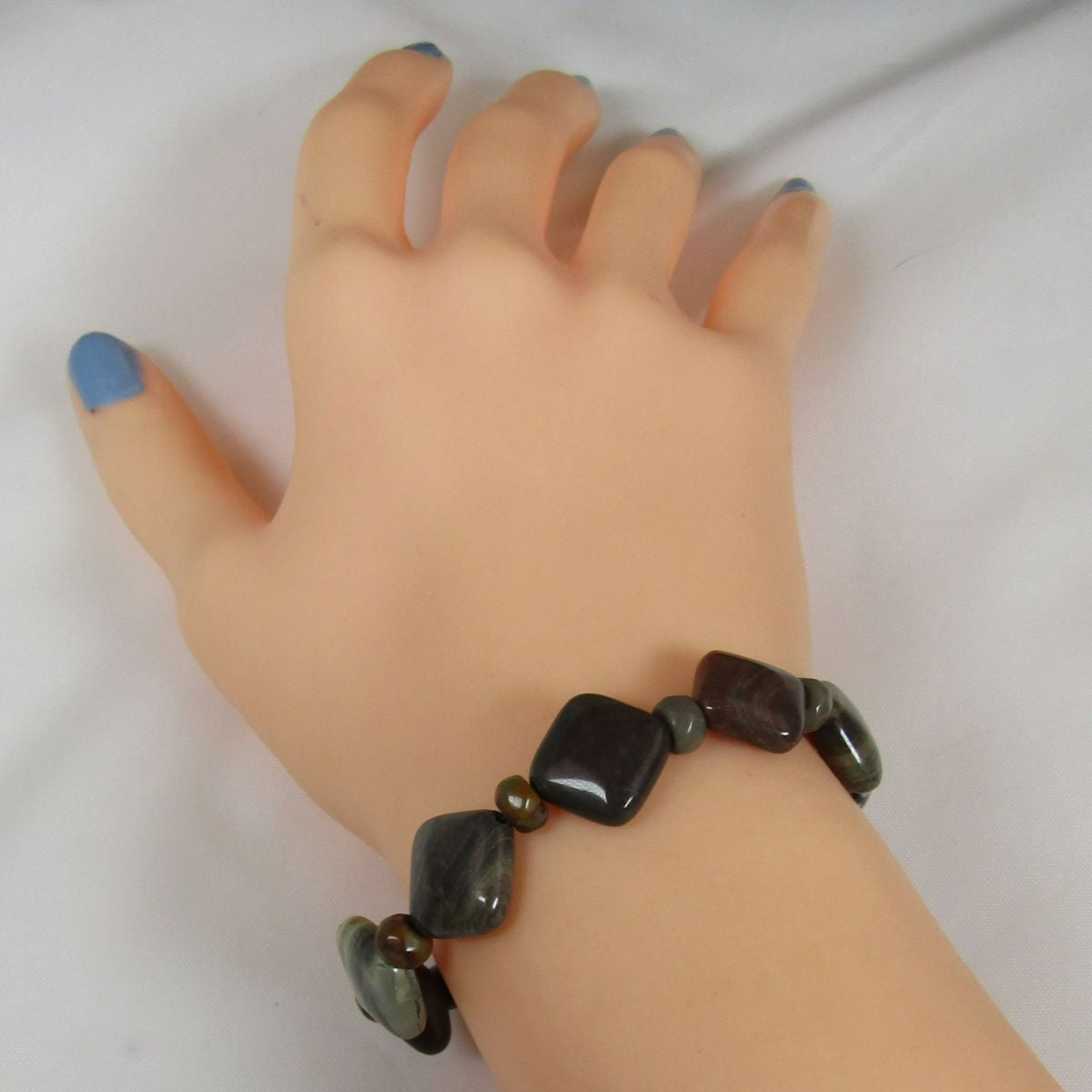 Green Grey Jasper Square Coin Designer Jewelry Set - VP's Jewelry  