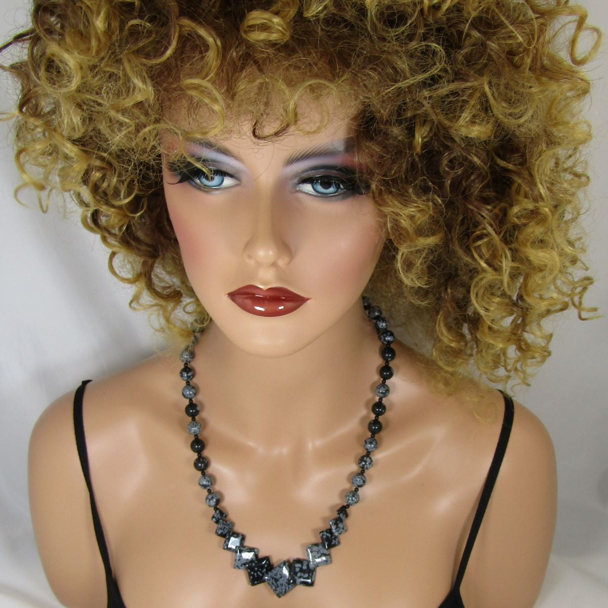 Snowflake Jasper Overlapping Square Coin Necklace - VP's Jewelry