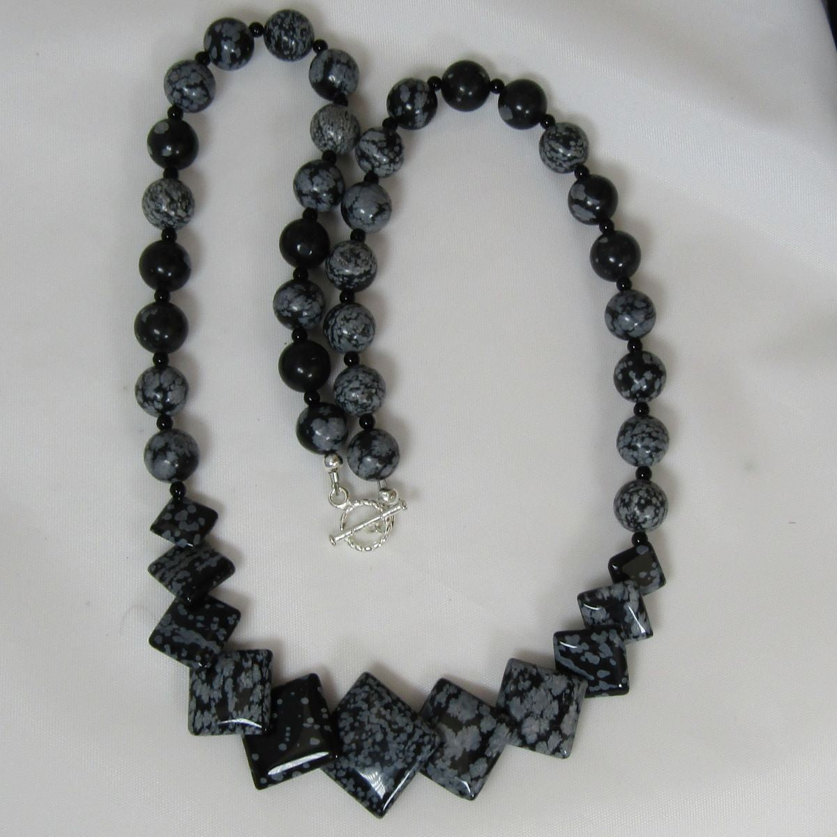 Snowflake Jasper Overlapping Square Coin Necklace - VP's Jewelry