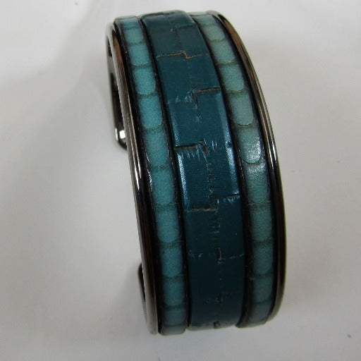 Gun Metal Cuff Bracelet Leather Insert - VP's Jewelry