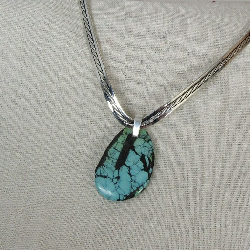 Southwest Turquoise Pendant Necklace on Silver Neck wire - VP's Jewelry