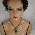 Gunmetal Choker with Handmade Aqua Wash Raku Glazed Pendant - VP's Jewelry