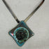 Gunmetal Choker with Handmade Aqua Wash Raku Glazed Pendant - VP's Jewelry