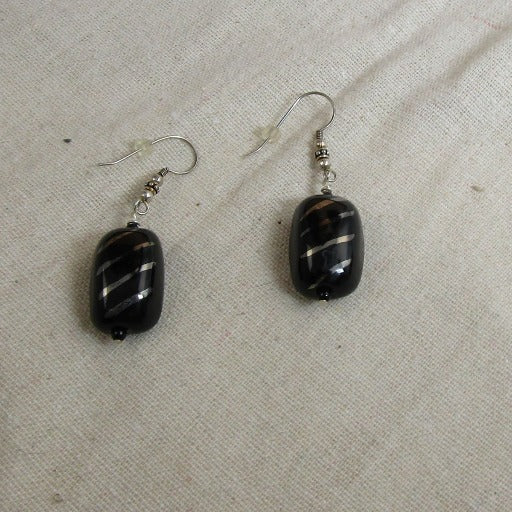 Kazuri Earring in Black and Silver - VP's Jewelry  