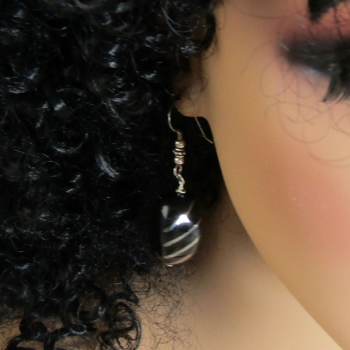 Kazuri Earring in Black and Silver - VP's Jewelry  