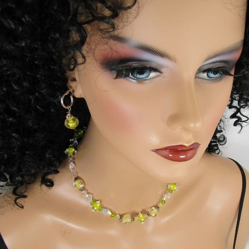 Handmade Yellow and Crystal Beaded Designer's Jewelry Set - VP's Jewelry  