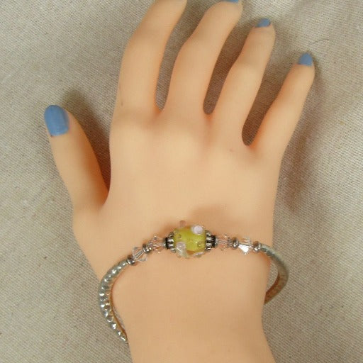 Handmade Yellow and Crystal Beaded Designer's Jewelry Set - VP's Jewelry  