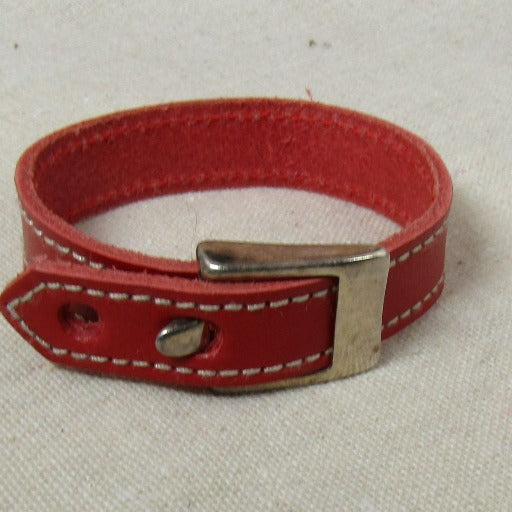 Red Leather Bracelet with Buckle Clasp - VP's Jewelry