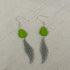 Olive Green Sea Glass & Silver Mesh Drop Earrings