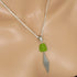 Olive Green Sea Glass & Silver Mesh Pendant Necklace - VP's Jewelry
