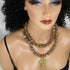 African Trade Bead Pendant Necklace Double Strand Beaded - VP's Jewelry