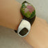 Green Jelly Band Buckle Bracelet Lotus Blossom Handmade Accent - VP's Jewelry