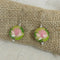 Handmade Pink & Green Lotus Blossom Flower Earrings - VP's Jewelry