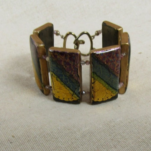 Handmade Wide Gold & Purple Cuff Bracelet - VP's Jewelry