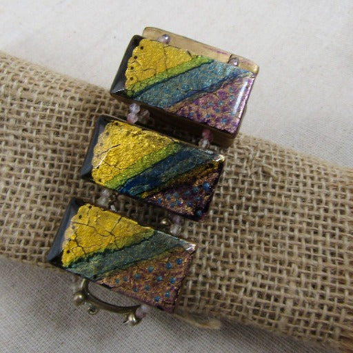 Handmade Wide Gold & Purple Cuff Bracelet - VP's Jewelry