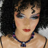Blue & Purple Handmade Kazuri Bead Necklace & Earrings - VP's Jewelry