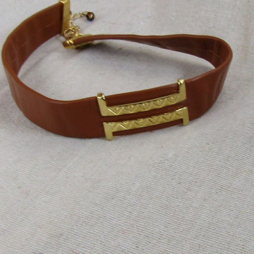 Light Brown Leather Choker Necklace in Wide Soft Supple Leather - VP's Jewelry