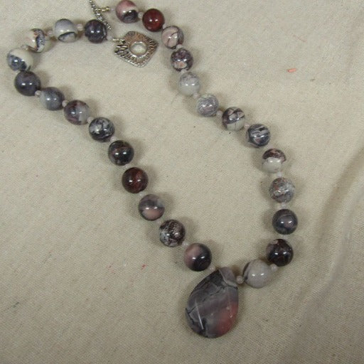 Porcelain Jasper Gemstone Necklace with Pendant - VP's Jewelry