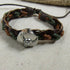 Brown & Green Leather Braided Bracelet Bull Head Accent Unisex - VP's Jewelry