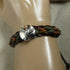 Brown & Green Leather Braided Bracelet Bull Head Accent Unisex - VP's Jewelry