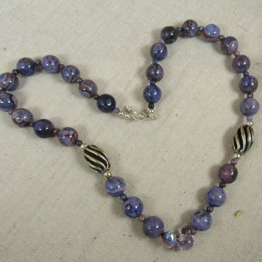 Purple Crazy Lace Agate Gemstone Necklace - VP's Jewelry