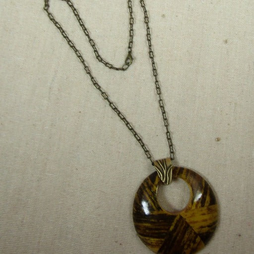 Brown Inlaid Horn Pendant Necklace - VP's Jewelry