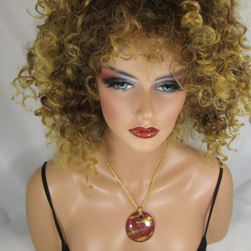 Red & Gold Kazuri Handmade Pendant Necklace & Earrings - VP's Jewelry