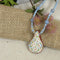 Light Blue & White Flower Handmade Artisan Pendant Necklace - VP's Jewelry