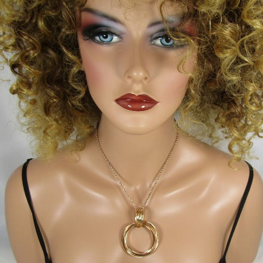Bold Rose Gold Rings On Rings Pendant Necklace